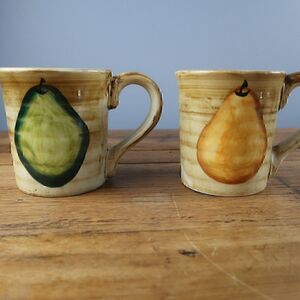 VINTAGE COUNTRY FRUIT DESIGN COFFEE TEA CUPS NWOT